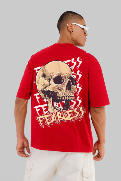 Fearless Skull Red Baggy Fit T-Shirt Men Pic 1