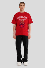 Fightclub Red Printed T Shirt Men Oversized Fit With Front Design Pic 4