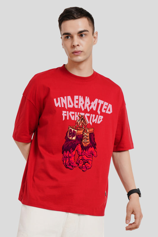 Fightclub Red Printed T-Shirt Men Baggy Fit