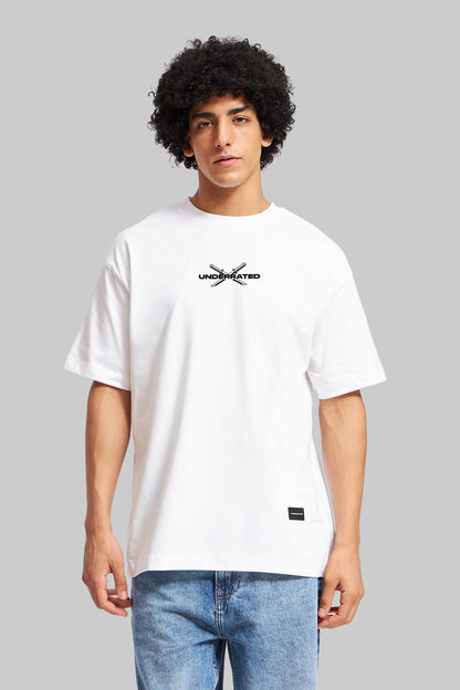 Fighter Samurai White Oversized Fit T-Shirt Men Pic 2