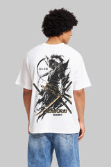 Fighter Samurai White Oversized Fit T-Shirt Men Pic 1