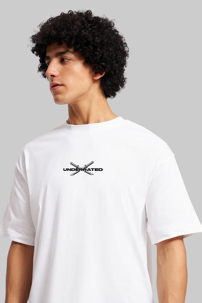 Fighter Samurai White Oversized Fit T-Shirt Men Pic 3