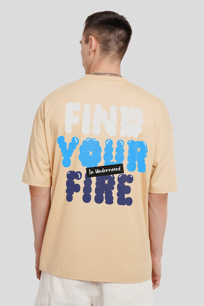 Find Your Fire Beige Baggy Fit T-Shirt Men