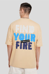 Find Your Fire Beige Baggy Fit T-Shirt Men