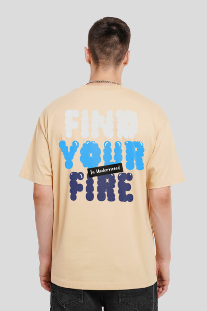 Find Your Fire Beige Oversized Fit T-Shirt Men