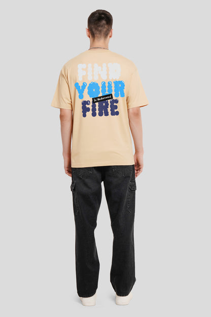 Find Your Fire Beige Oversized Fit T-Shirt Men