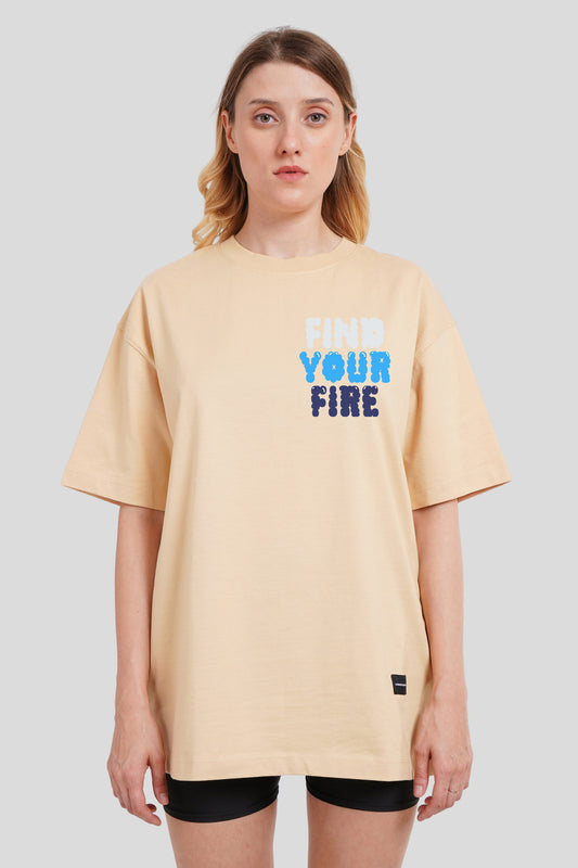 Find Your Fire Beige Oversized Fit T-Shirt Women