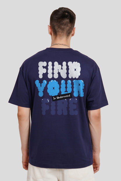 Find Your Fire Navy Blue Oversized Fit T-Shirt Men