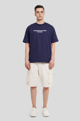 Find Joy In The Ordinary Navy Blue Printed T-Shirt Men Oversized Fit