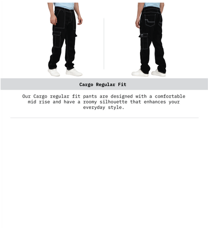 Fit Guide of Men Cargo Regular Fit Denim