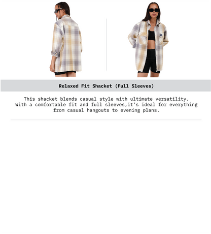 Fit Guide of Women Relaxed Fit Shacket Full Sleeves