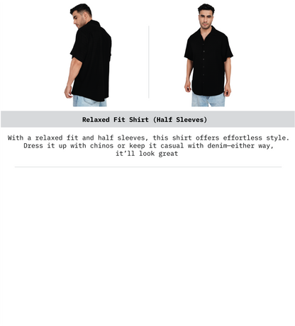 Fit Guide of Men Relaxed Fit Shirt Half Sleeves