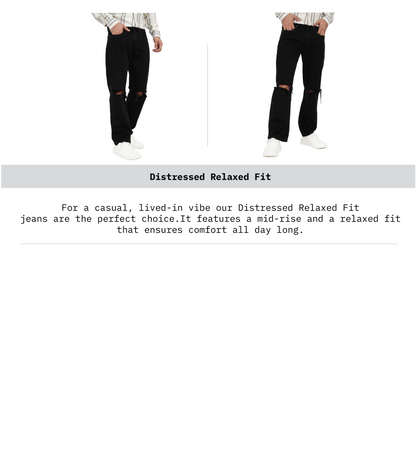 Fit Guide of Men Distressed Relaxed Fit Denim