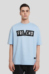 Friend Zip Print Powder Blue Baggy Fit T-Shirt Men