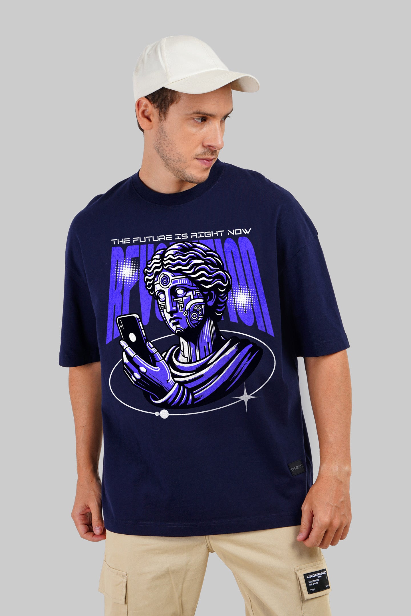 Future Vision Navy Blue Baggy Fit T-Shirt Men Pic 1