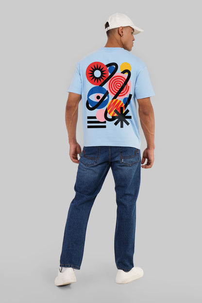 Abstract Design Powder Blue Printed T-Shirt