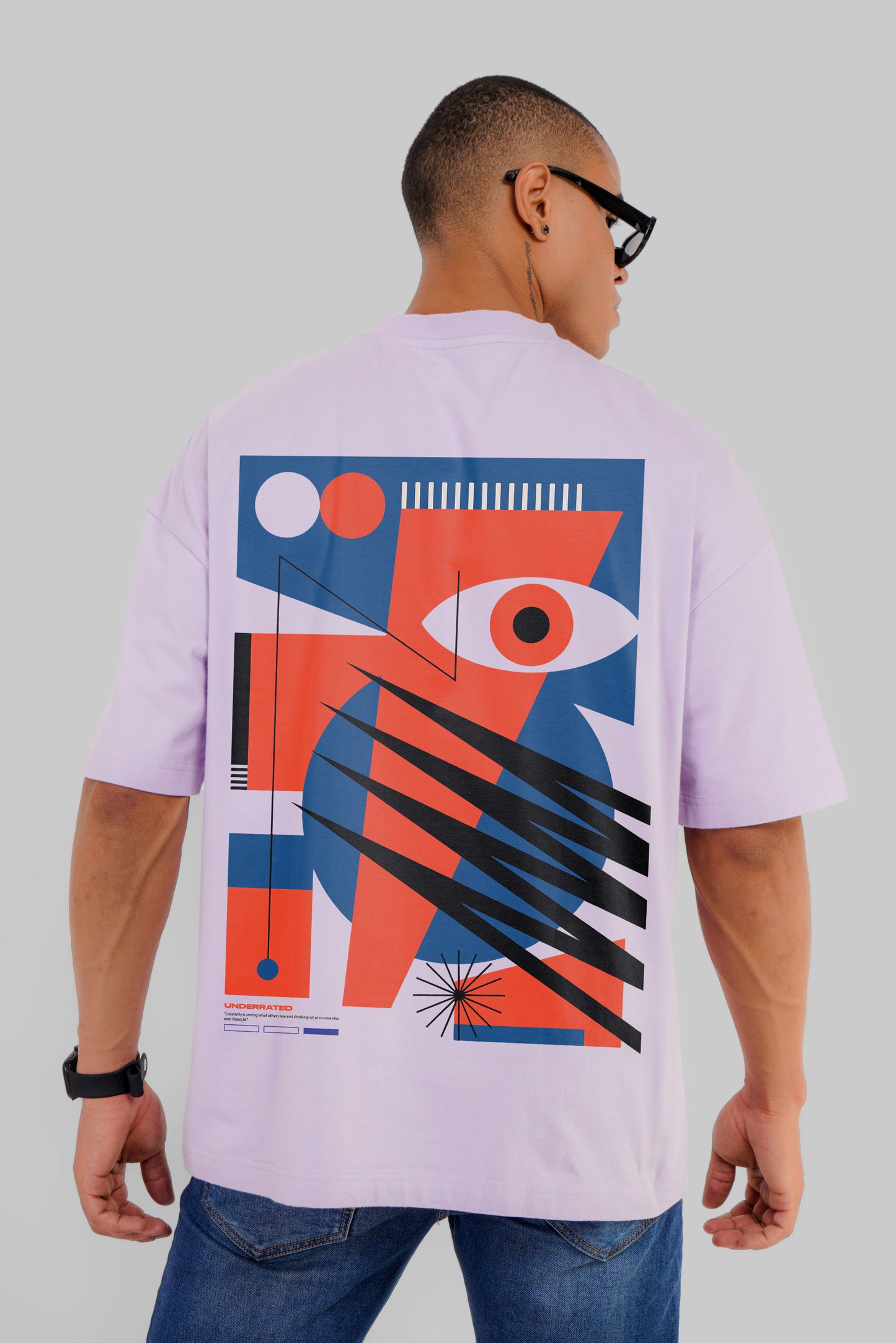 Abstract Design Lilac Printed T-Shirt