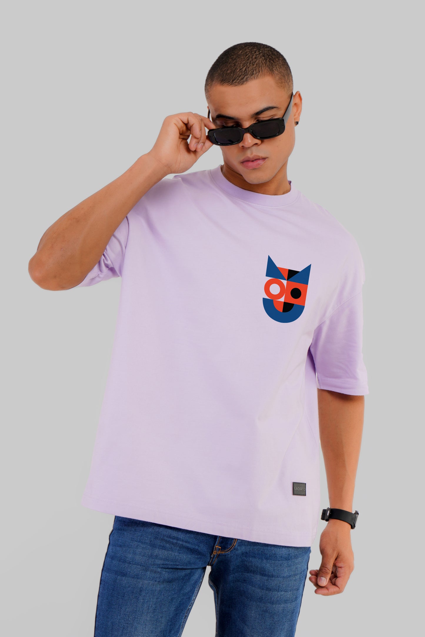 Abstract Design Lilac Printed T-Shirt