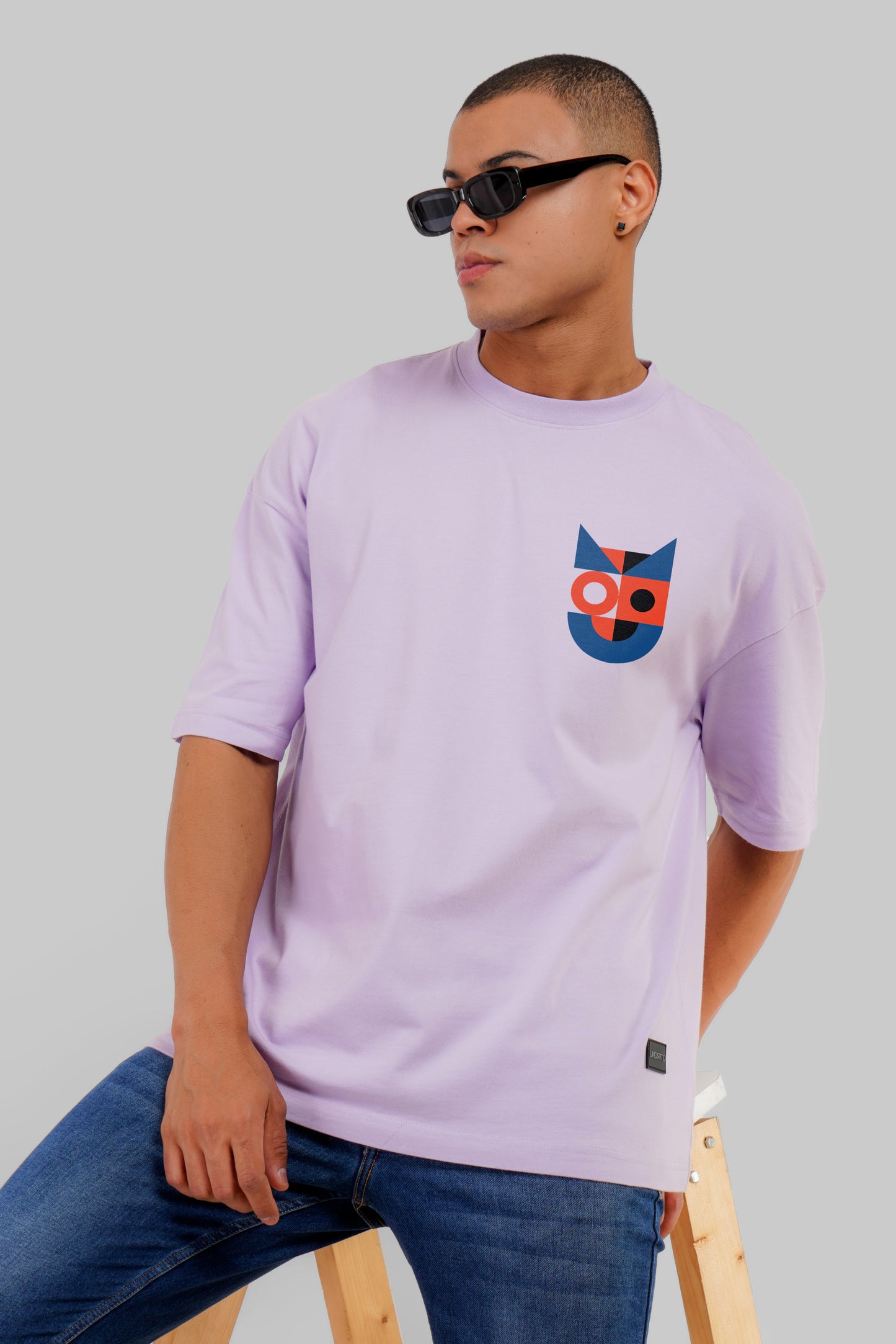 Abstract Design Lilac Printed T-Shirt