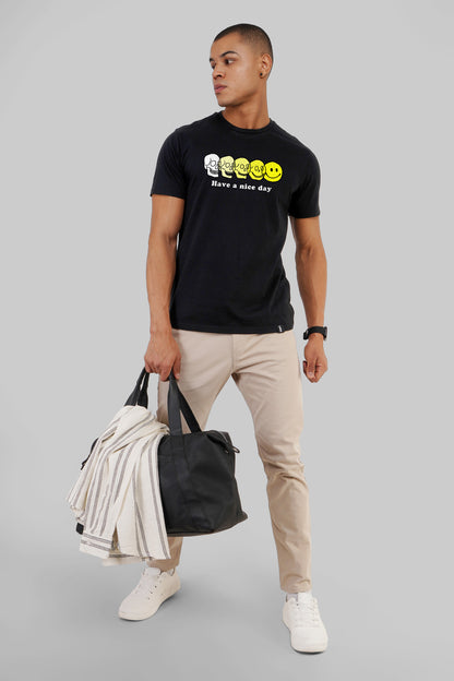 Have A Nice Day Black Regular Fit T-Shirt Men