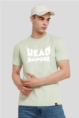 Head Banger Pastel Green Printed T-Shirt