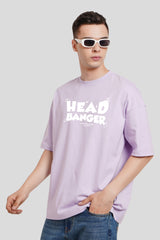 Head Banger Lilac Printed T Shirt Men Baggy Fit With Front Design Pic 1