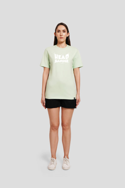 Head Banger Pastel Green Printed T-Shirt