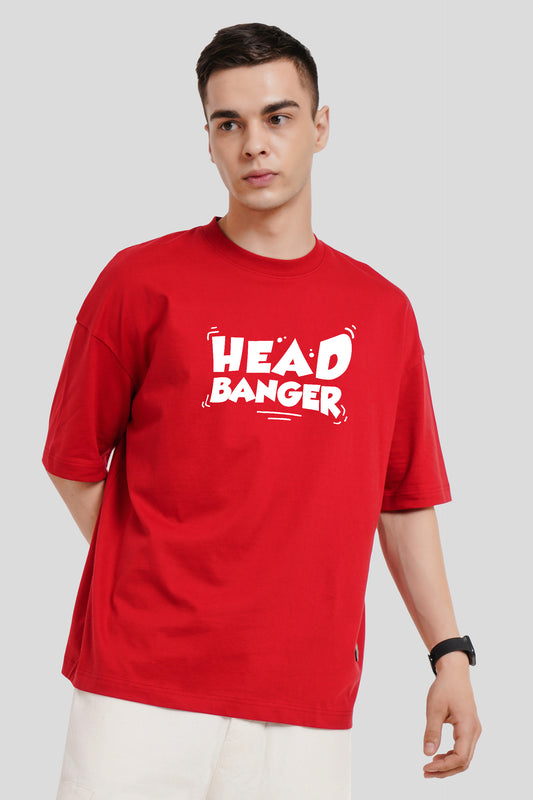 Head Banger Red Printed T-Shirt Men Baggy Fit