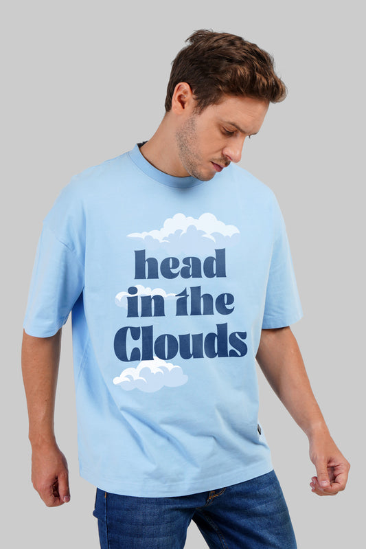 Head In The Clouds Powder Blue Baggy Fit T-Shirt Men