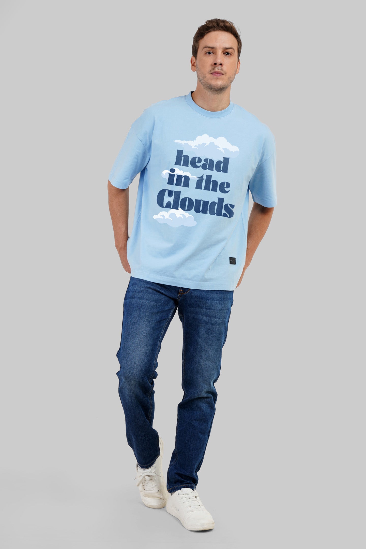 Head In The Clouds Powder Blue Baggy Fit T-Shirt Men