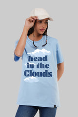 Head In The Clouds Powder Blue Boyfriend Fit T-Shirt Women