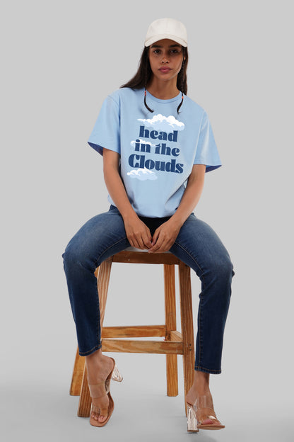 Head In The Clouds Powder Blue Boyfriend Fit T-Shirt Women