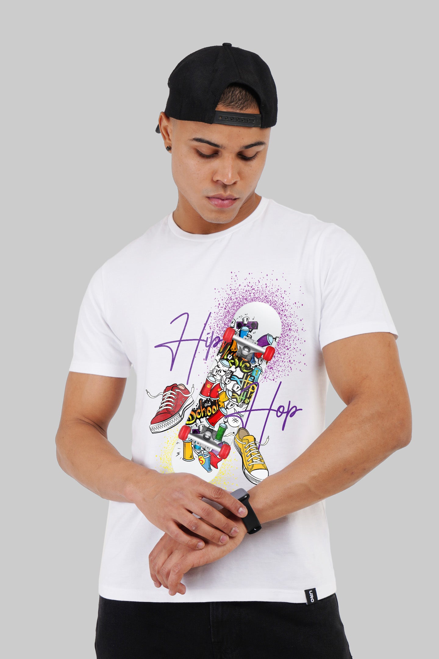 Hip Hop White Regular Fit T-Shirt Men