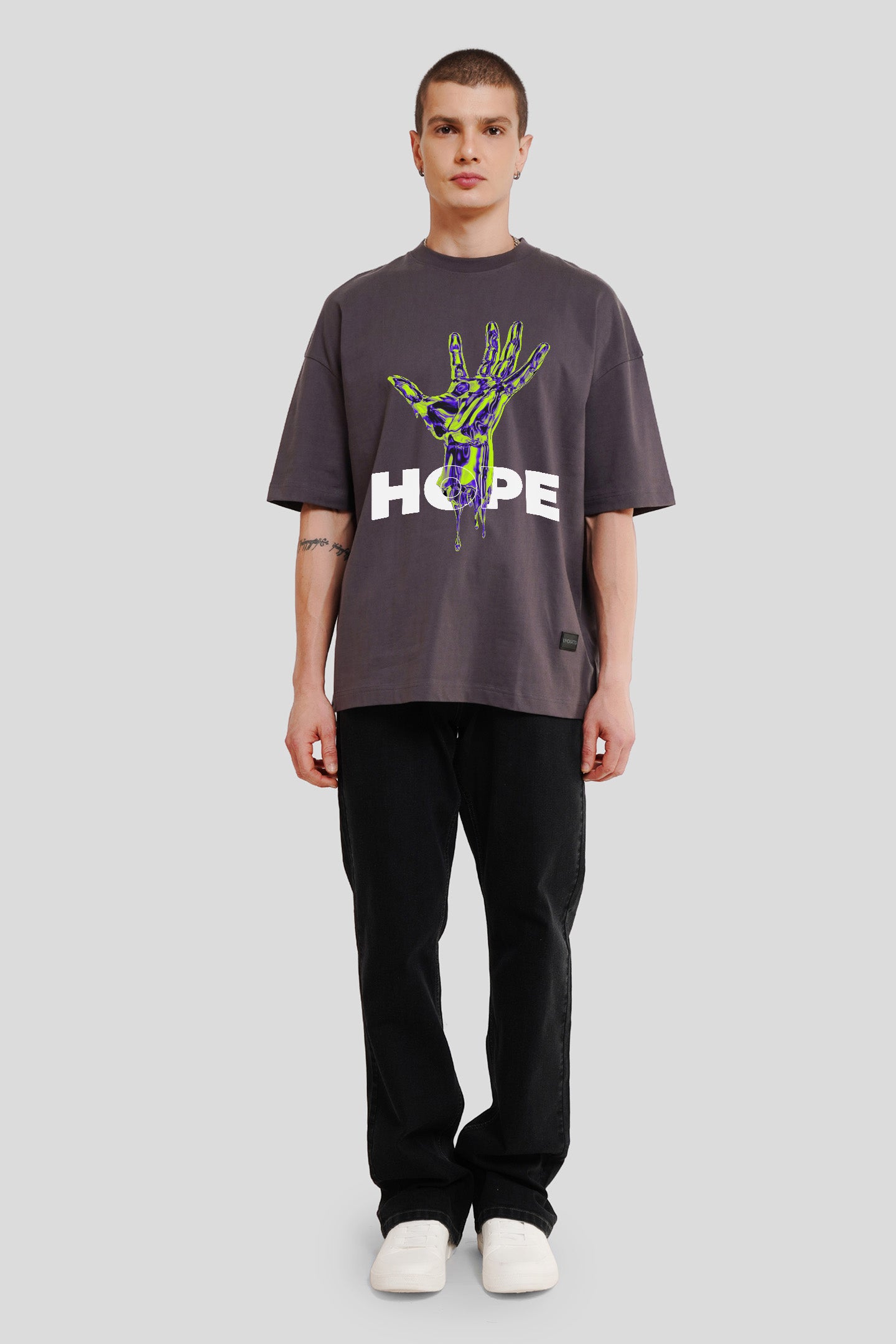 Hope Dark Grey Printed T-Shirt