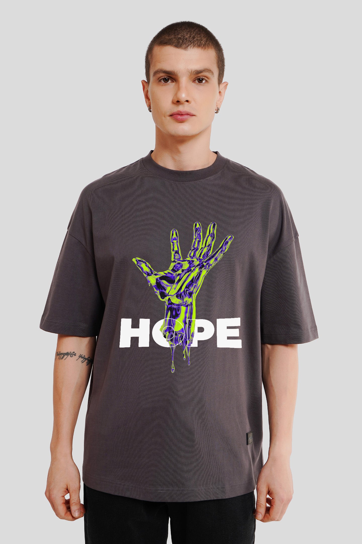 Hope Dark Grey Printed T-Shirt