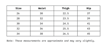 Size Chart In Inches Of Women Denim Wide Le Relaxed Fit