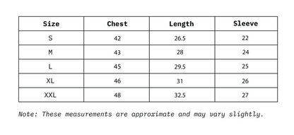 Size Chart of Women Relaxed Fit Shacket Full Sleeves in inches