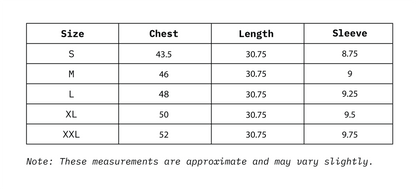 Size Chart of Men Relaxed Fit Shirt Half Sleeves in inches