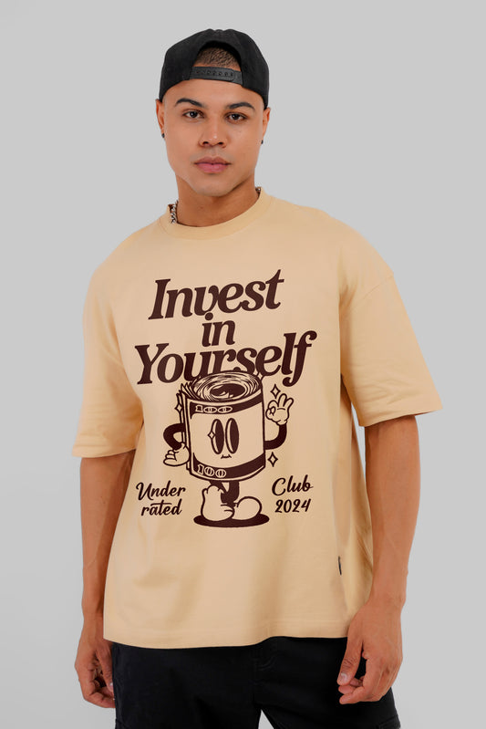 Invest In Yourself Beige Baggy Fit T-Shirt Men