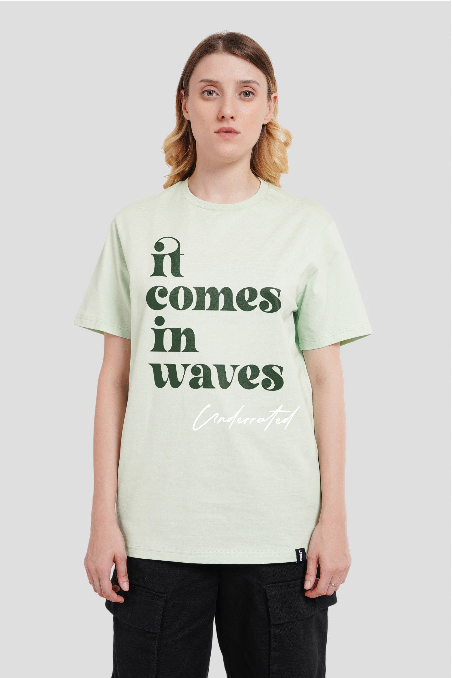 It Comes In Waves Pastel Green Boyfriend Fit T-Shirt Women Pic 1