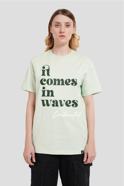 It Comes In Waves Pastel Green Boyfriend Fit T-Shirt Women Pic 1