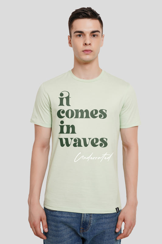 It Comes In Waves Pastel Green Regular Fit T-Shirt Men