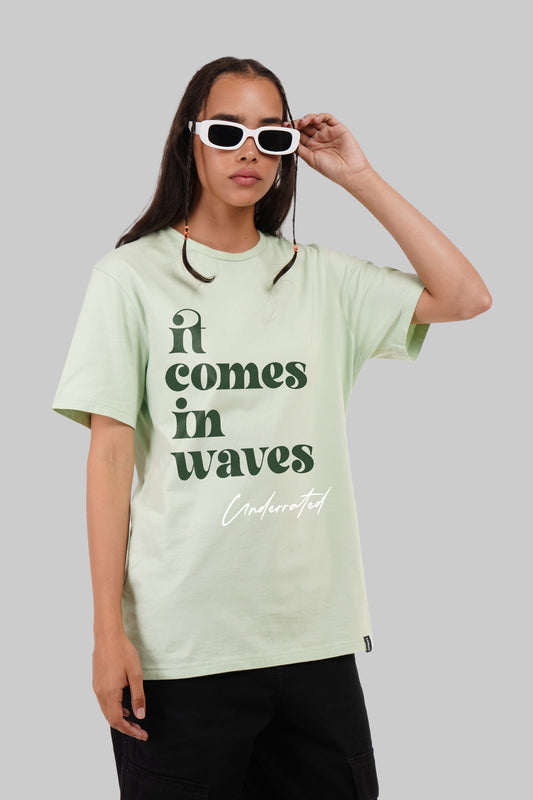 It Comes In Waves Pastel Green Boyfriend Fit T-Shirt Women