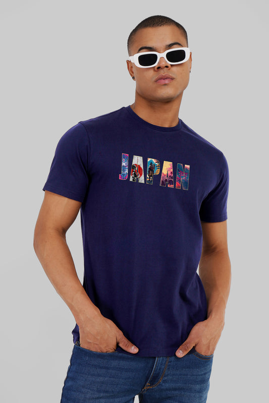 Japan Navy Blue Regular Fit T-Shirt Men