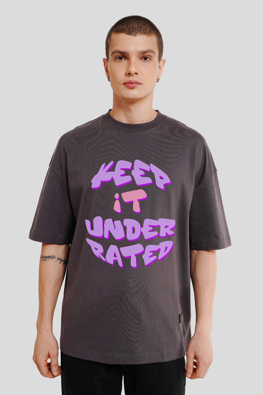 Keep It Underrated Dark Grey Printed T-Shirt Men Baggy Fit