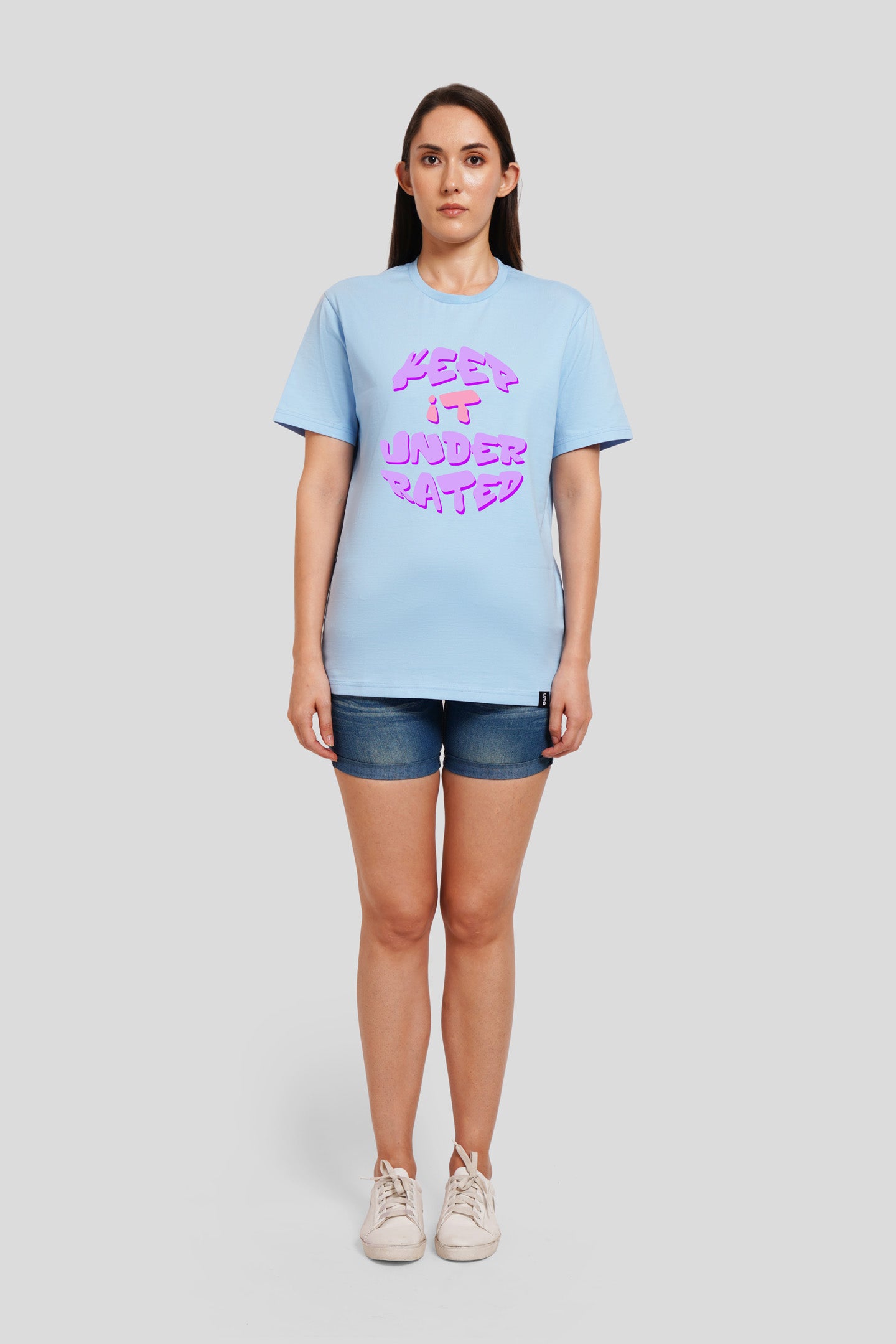 Keep It Underrated Powder Blue Printed T-Shirt