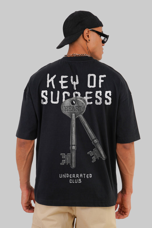 Key Of Success Black Baggy Fit T-Shirt Men