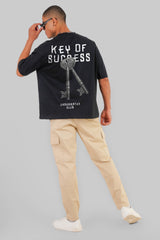 Key Of Success Black Baggy Fit T-Shirt Men