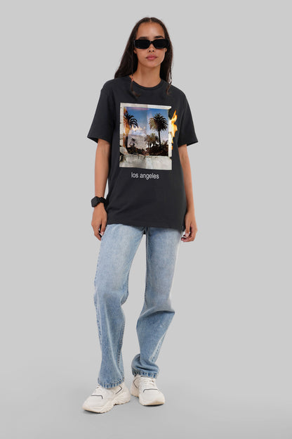 Los Angeles Black Boyfriend Fit T-Shirt Women Pic 4