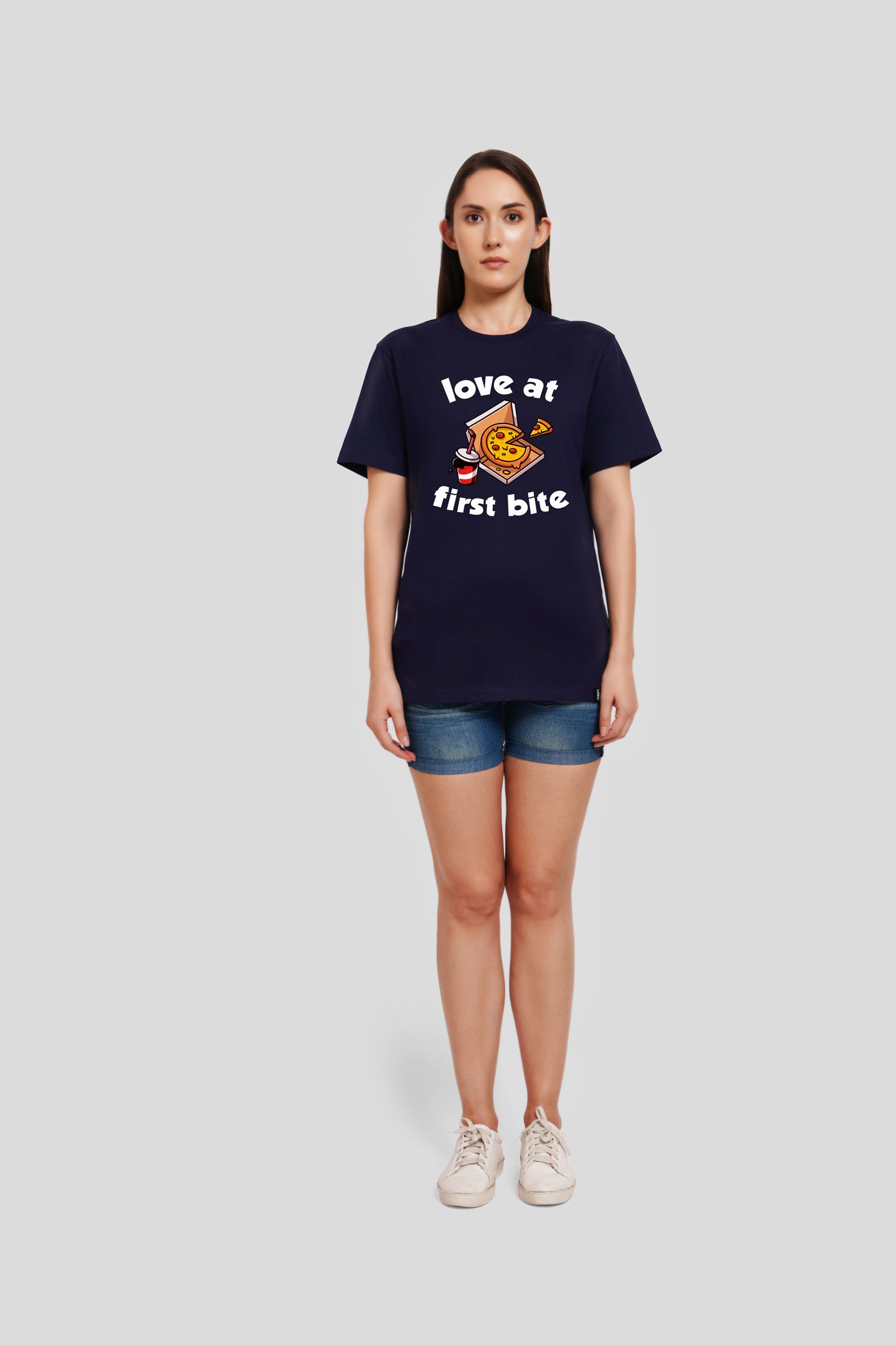 Love At First Bite Navy Blue Printed T-Shirt